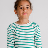 Dotty Dungarees - Green Breton Stripe Top