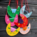 Ark Colour Design - Cat Pocket Purse: Green/Cornflower