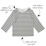 Dotty Dungarees - Navy Breton Stripe Top