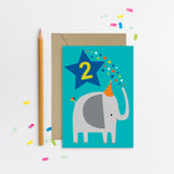 Mifkins - Age 2 Blue Kid's Birthday Card | Children’s Birthday Card