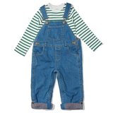 Dotty Dungarees - Green Breton Stripe Top