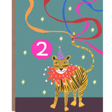 Hutch Cassidy - Age 2 'Party Tiger' Children's Birthday Greetings Card: Nested/Naked