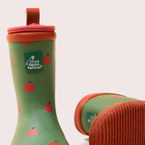 Little Green Radicals - Red Apples Lined Classic Wellington Boots: Red Apples Repeat Print