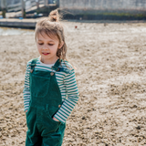 Dotty Dungarees - Green Breton Stripe Top