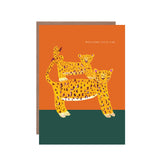 Hutch Cassidy - 'Leopard and Cub' New Baby Greetings Card: Nested/Naked